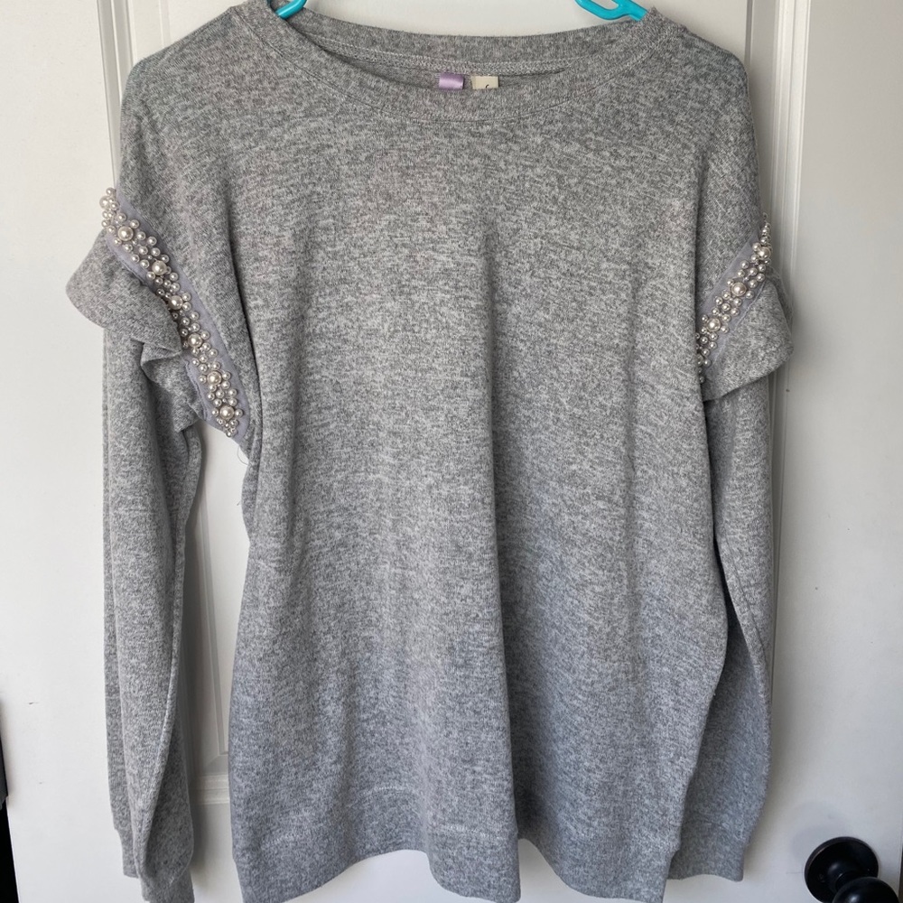 Francescas Pearl Ruffle Sweater